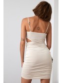 Sensual mini dress with a cutout, beige 22616 - Online store - Boutique